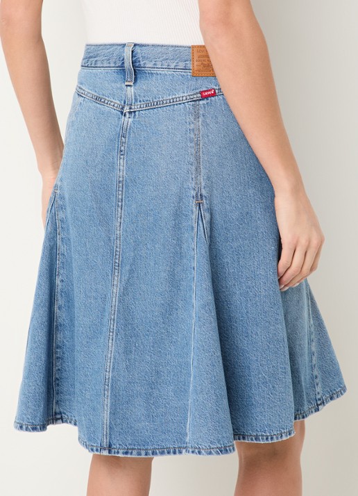 Levi's Midi rok van denim - achterkant indigo