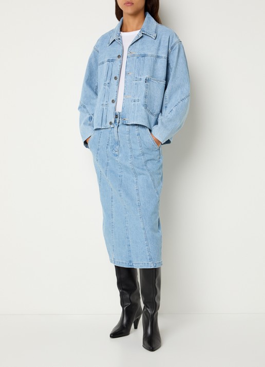 Levi's Midi spijkerrok met steekzakken en split - voorkant 3 indigo