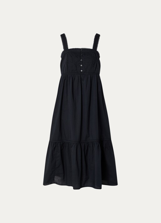 Levi's Mimi midi A-lijn jurk met details van kant - voorkant 2 zwart