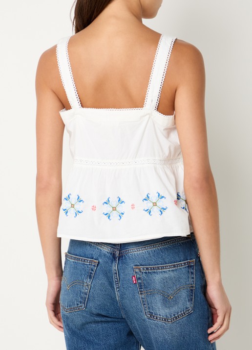 Levi's Mimi mouwloze top met borduring en details van kant - achterkant 2 wit