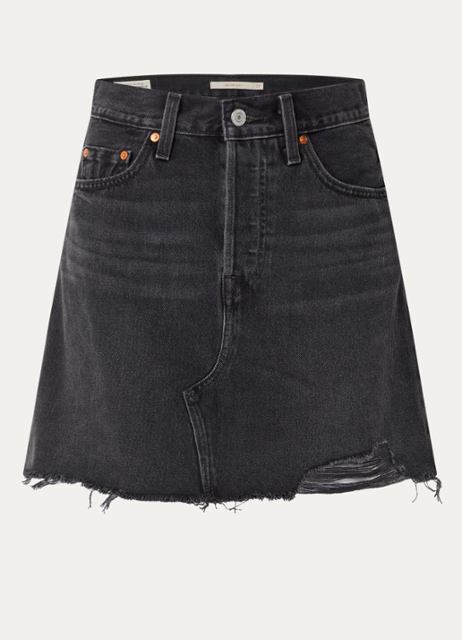Levi's Mini spijkerrok met destroyed afwerking - voorkant 3 antraciet