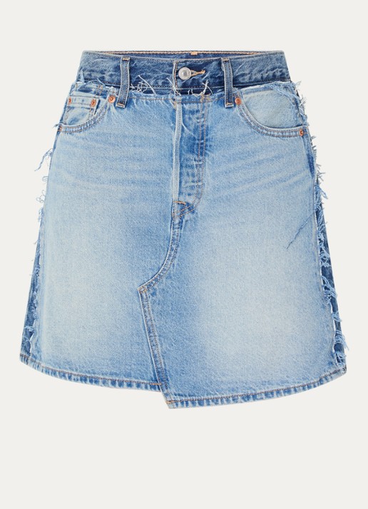 Levi's Mini spijkerrok met destroyed afwerking - voorkant 2 indigo