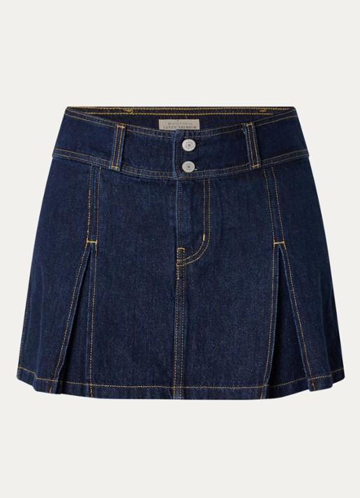 Levi's Mini spijkerrok met plooidetail - voorkant 2 indigo