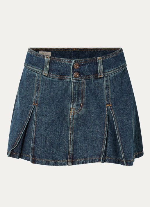 Levi's Mini spijkerrok met plooidetail - voorkant 2 indigo