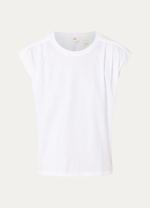 Levi's Mouwloos T-shirt met plooidetail - voorkant wit