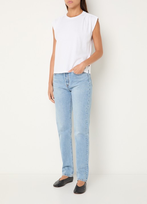 Levi's Mouwloos T-shirt met plooidetail - voorkant 2 wit
