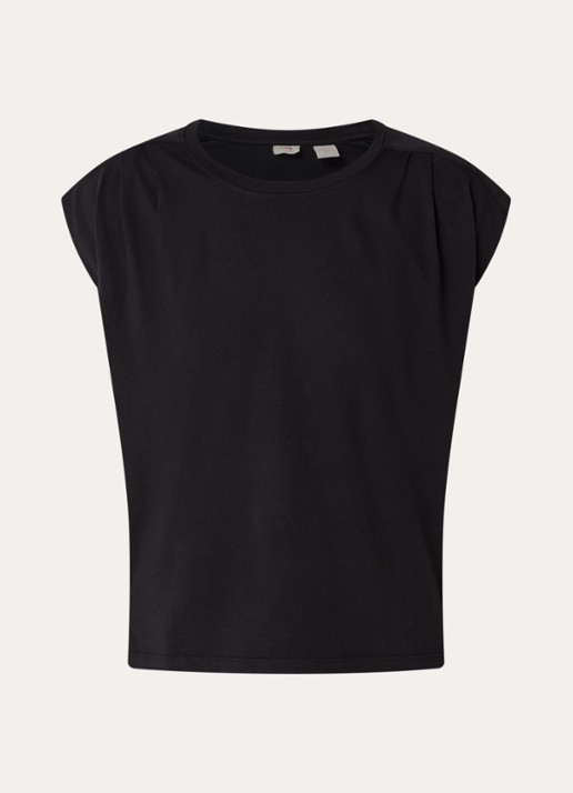 Levi's Mouwloos T-shirt met plooidetail - voorkant 3 zwart