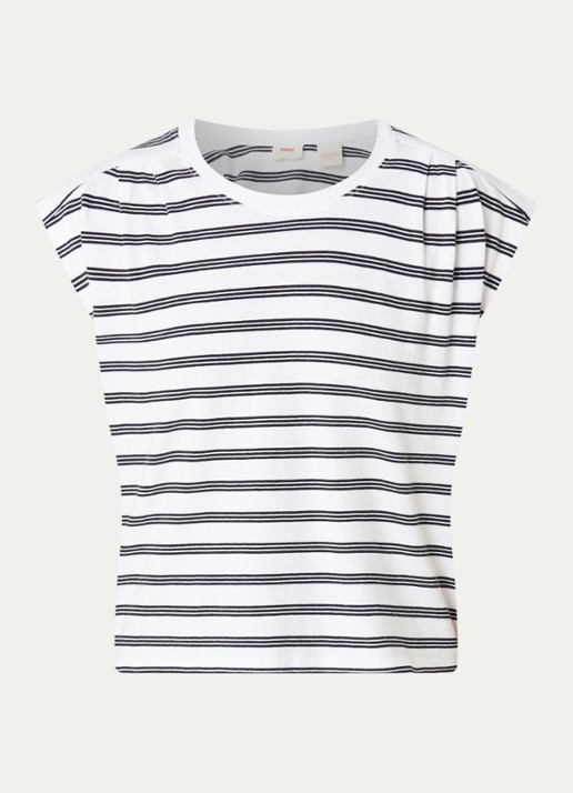 Levi's Mouwloos T-shirt met streepprint - voorkant wit
