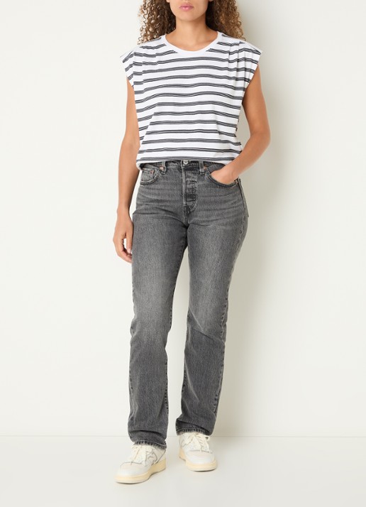 Levi's Mouwloos T-shirt met streepprint - voorkant 2 wit