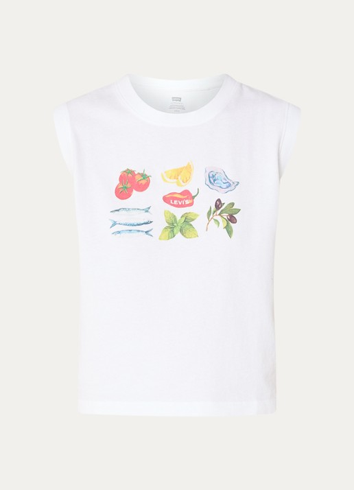 Levi's Mouwloze top met logoprint  - voorkant 3 wit