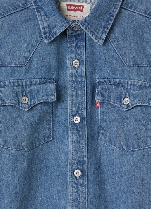 Levi's New Barstow Western overhemd van denim - detail indigo