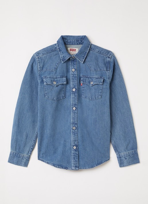Levi's New Barstow Western overhemd van denim - voorkant 2 indigo