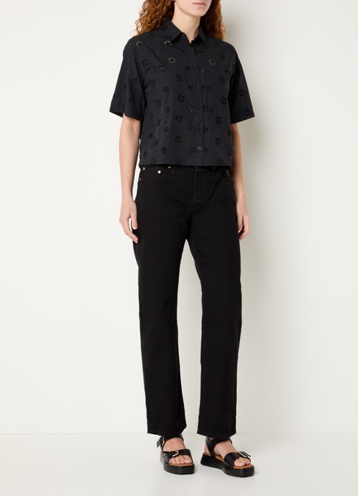 Levi's Novelty Harlie blouse met opengewerkt dessin - voorkant 2 zwart