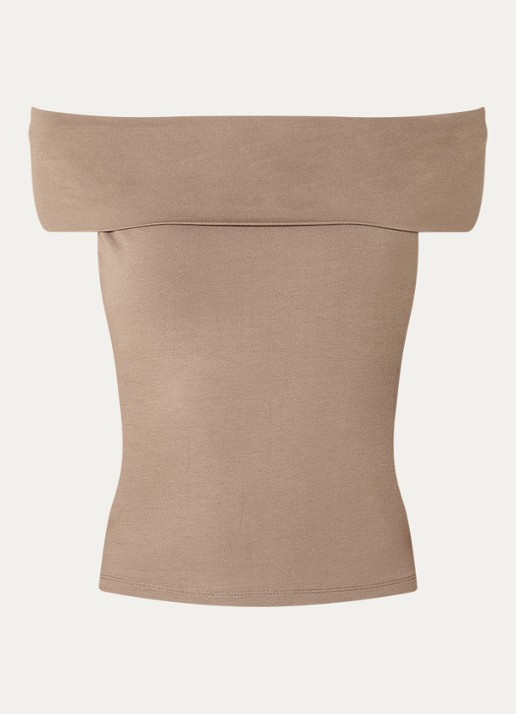 Levi's Off shoulder top - voorkant donkerbeige