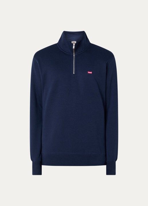 Levi's Original sweater met halve rits - voorkant 3 donkerblauw