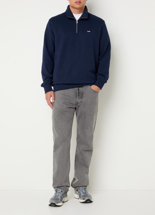 Levi's Original sweater met halve rits - voorkant 4 donkerblauw