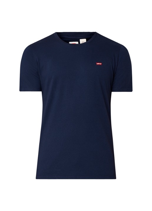 Levi's Original T-shirt van katoen met logopatch - voorkant donkerblauw