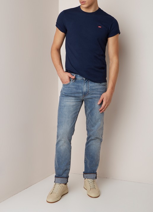 Levi's Original T-shirt van katoen met logopatch - voorkant 2 donkerblauw