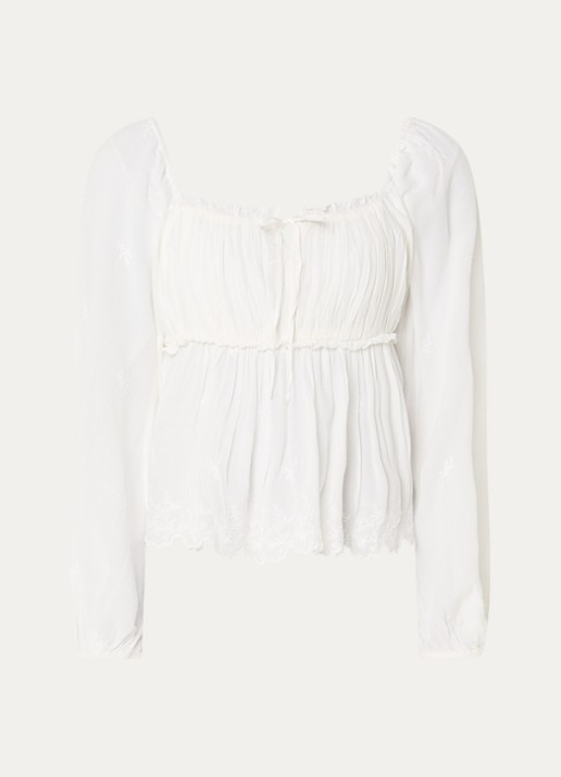 Levi's Ottie semi-transparante top met ballonmouw - voorkant 3 gebroken wit