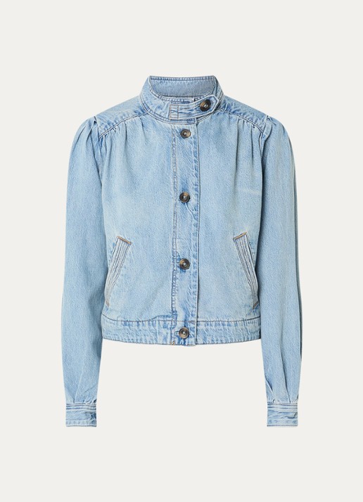 Levi's Parker spijkerjas met steekzakken en ballonmouw - voorkant 3 blauwgrijs