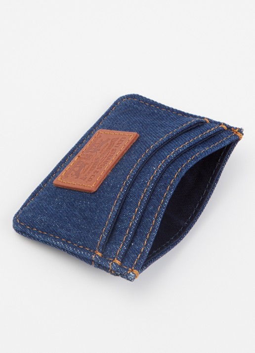Levi's Pasjeshouder van denim met logo - voorkant 3 indigo