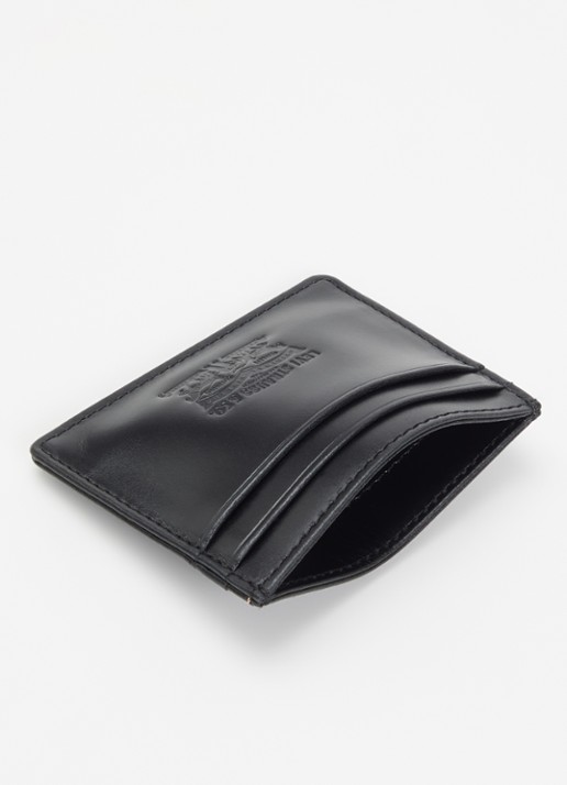 Levi's Pasjeshouder van leer met logo - voorkant 2 zwart