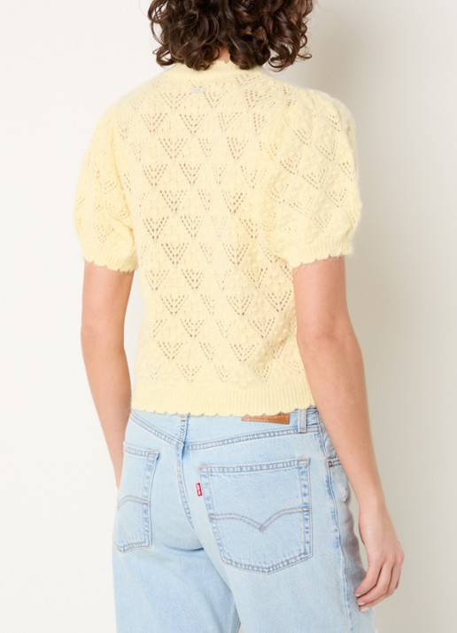 Levi's Pauline fijngebreide top in wolblend met broderie - achterkant 4 geel