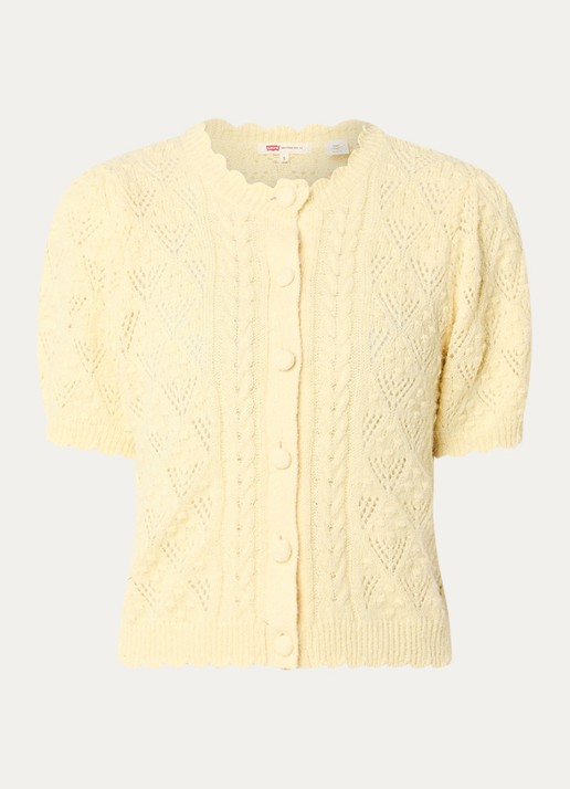 Levi's Pauline fijngebreide top in wolblend met broderie - voorkant geel