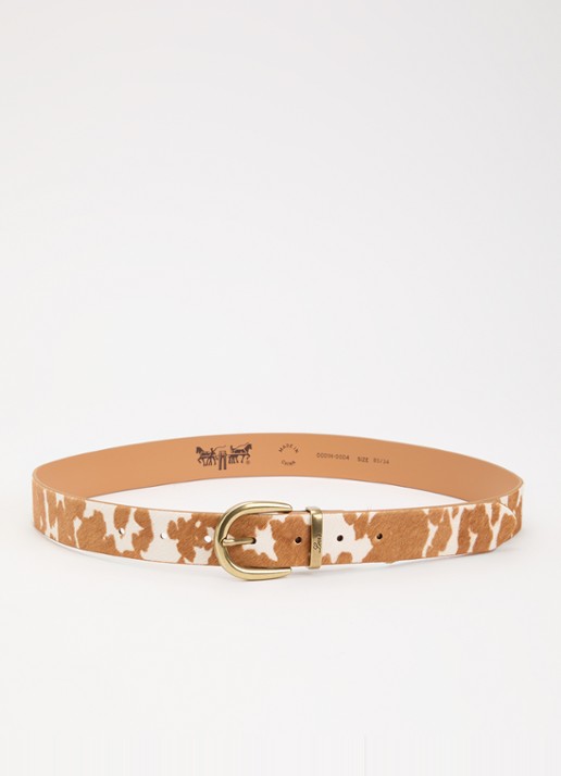 Levi's Phoebe riem van leer met ponyhair - voorkant cognac