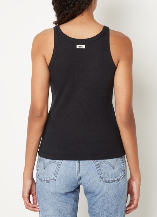 Levi's Racer tanktop met ribstructuur - achterkant zwart