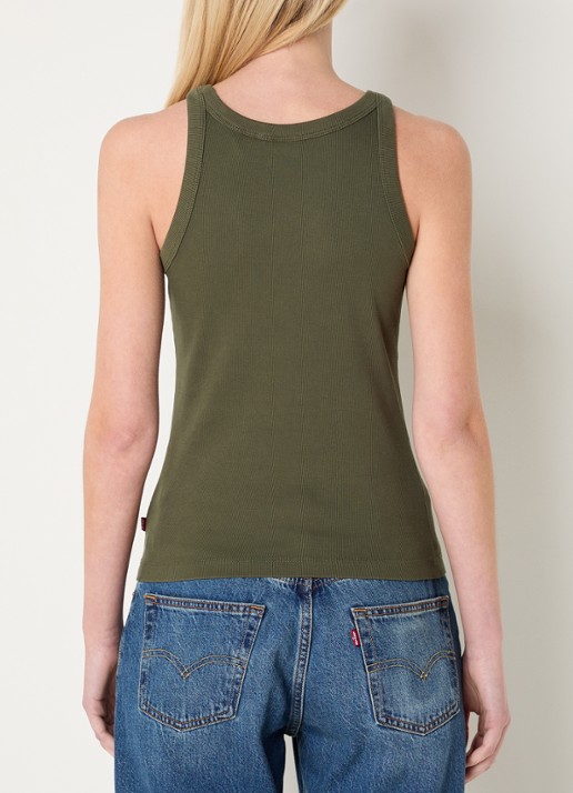 Levi's Racer tanktop met ronde hals - achterkant bronsgroen