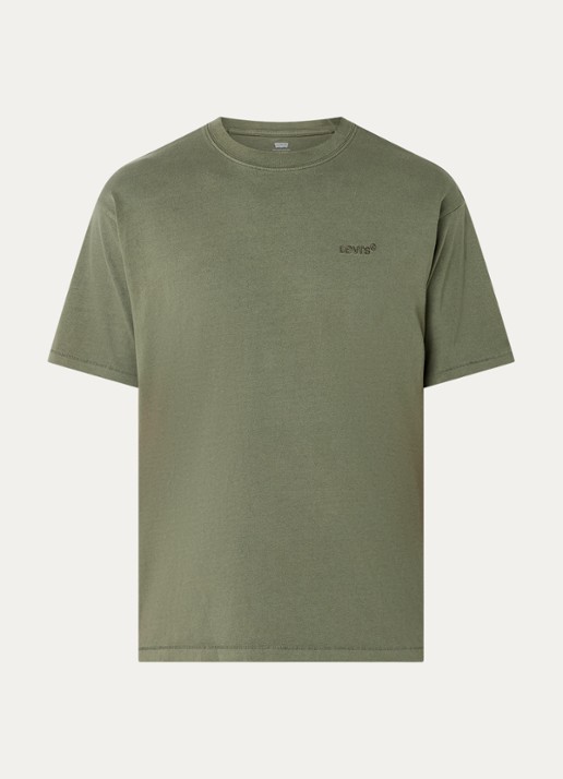 Levi's Red tab T-shirt met logoborduring - voorkant 2 legergroen