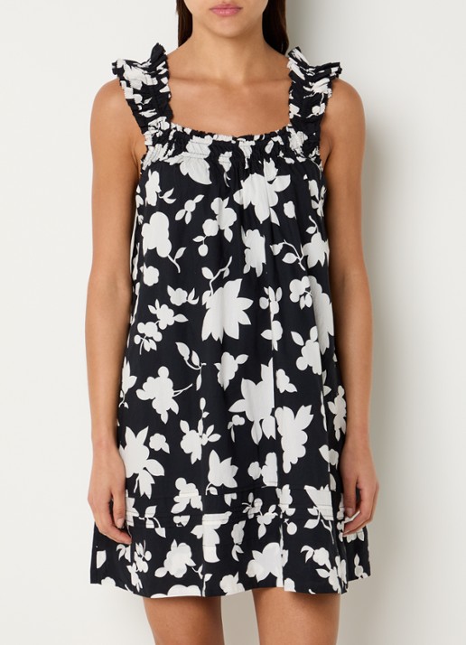 Levi's Regina mini jurk met bloemenprint - achterkant zwart