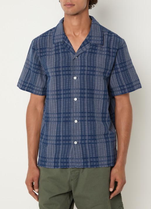 Levi's Regular fit overhemd in linnenblend met borduring - detail royalblauw