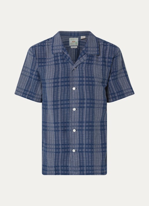Levi's Regular fit overhemd in linnenblend met borduring - voorkant 2 royalblauw