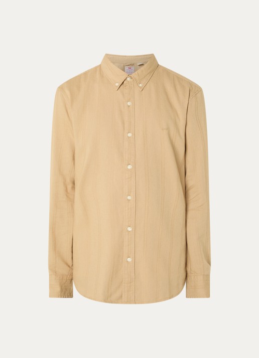 Levi's Regular fit overhemd in linnenblend met logoborduring - voorkant 3 camel