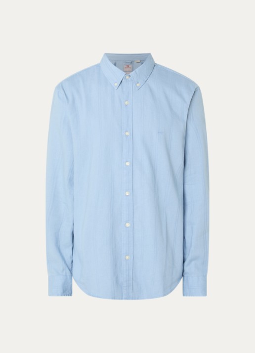 Levi's Regular fit overhemd met logoborduring - voorkant 3 blauwgrijs