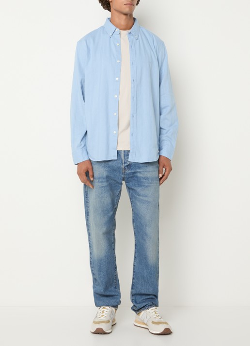 Levi's Regular fit overhemd met logoborduring - voorkant 4 blauwgrijs
