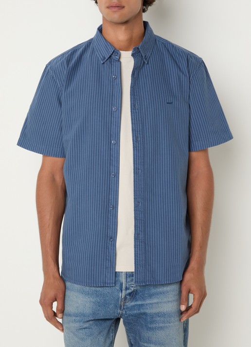 Levi's Regular fit overhemd met streepprint en logo - detail 3 staalblauw