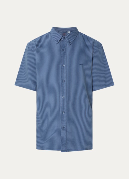 Levi's Regular fit overhemd met streepprint en logo - voorkant staalblauw