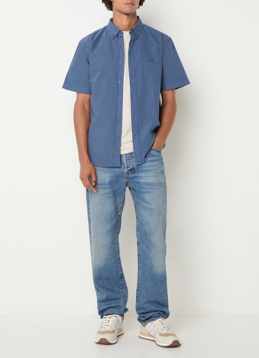 Levi's Regular fit overhemd met streepprint en logo - voorkant 2 staalblauw