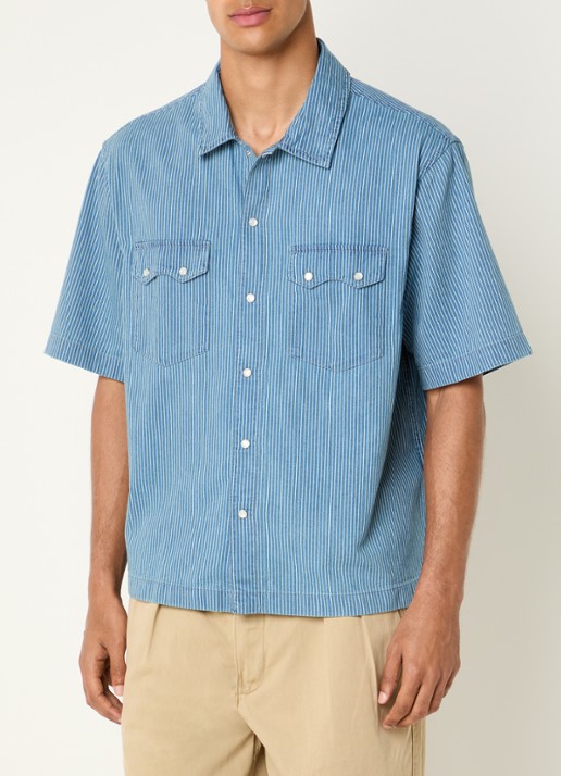 Levi's Regular fit overhemd met streepprint - detail 4 staalblauw