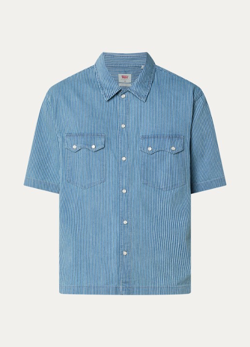 Levi's Regular fit overhemd met streepprint - voorkant 2 staalblauw