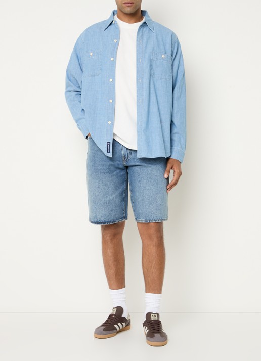 Levi's Regular fit overhemd van chambray met borstzakken - voorkant 3 lichtblauw