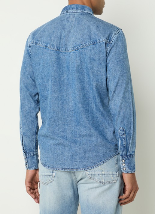 Levi's Regular fit overhemd van chambray met borstzakken  - achterkant indigo