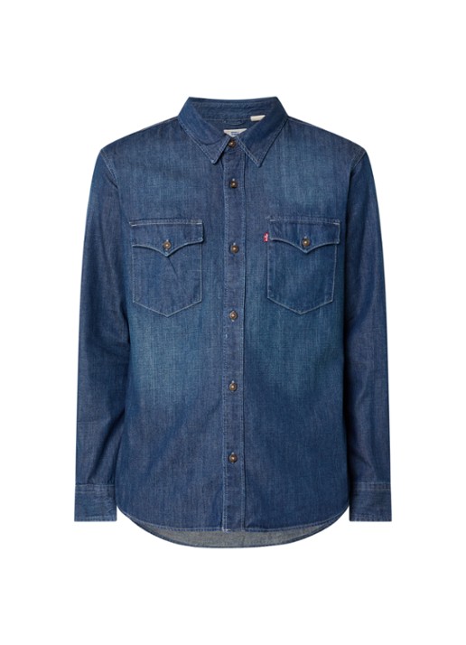 Levi's Regular fit overhemd van chambray - voorkant 2 indigo