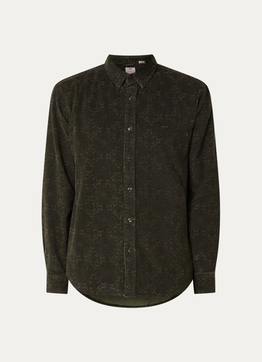 Levi's Regular fit overhemd van corduroy met print - voorkant 3 bronsgroen