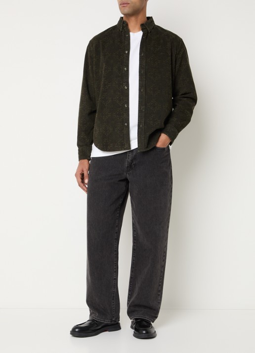 Levi's Regular fit overhemd van corduroy met print - voorkant 4 bronsgroen