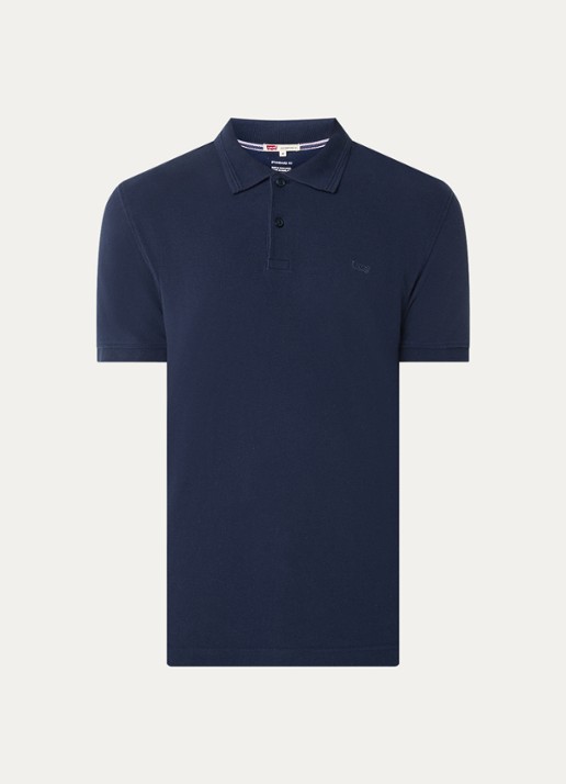 Levi's Regular fit polo met logoborduring - voorkant 3 donkerblauw