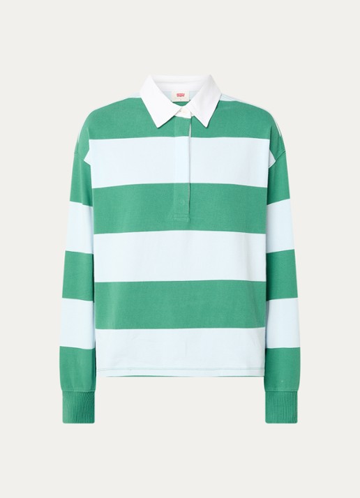 Levi's Regular fit polo met streepprint - voorkant 2 groen